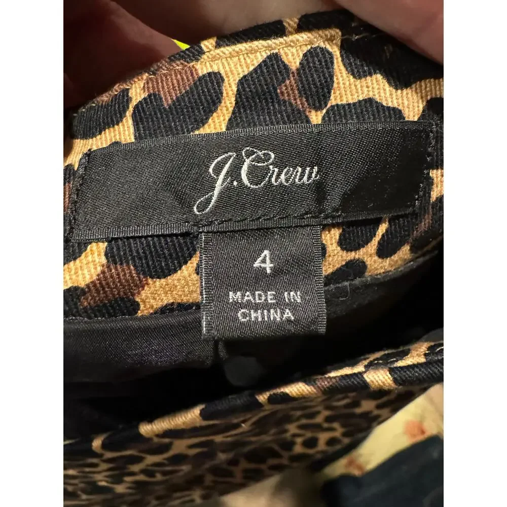J.Crew No. 2 Pencil Skirt in Leopard Bi-Stretch Cotton Brown Black size 4